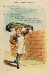 Rima de berçário: Hot Cross Buns (chromolitho)