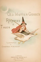 Título de "Rimas e Contos da Velha Mamãe Ganso", publicado por Frederick Warne und Co., c.1890s (cromolito)