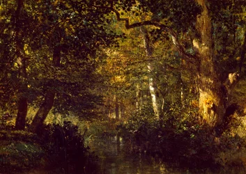 Creek na floresta, por Constant Troyon (1810-1865)