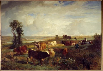 Vista das alturas de Suresnes (Hauts de Seine). Pintura de Constant Troyon (1810-1865)