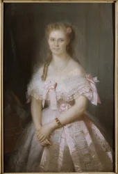 Retrato de Christine Nilsson (1843-1921), por Brochart, Constant Joseph (1816-1889). Pastel em cartolina. Tamanho: 117x80 cm. Museu Nacional de Estocolmo
