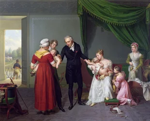 O barão Jean Louis Alibert (1768-1837) administra a vacina contra a varíola no Castelo de Liancourt, cerca de 1820
