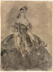 No baile reto, La femme à léventail, depois de Goya verso, século XIX.