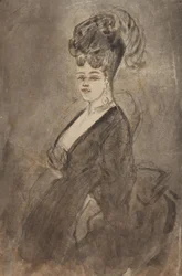 Retrato de três quartos de uma mulher