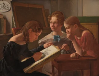 Três jovens garotas. As Irmãs Artistas: Alvilde, Ida e Henriette, 1827