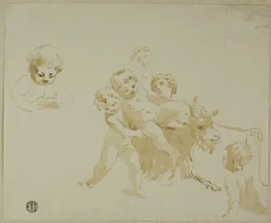Putti a brincar com uma cabra