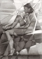 Figura cubista contemplativa