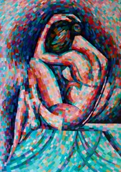 Mulher Contemplativa em Mosaico