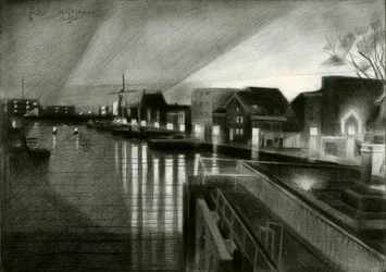 Brilho noturno do canal