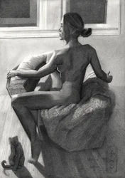 Mulher nua junto à janela
