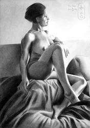 Mulher nua pensativa