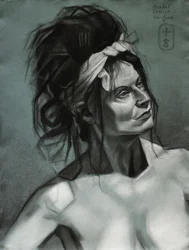 Esboço de uma mulher pensativa