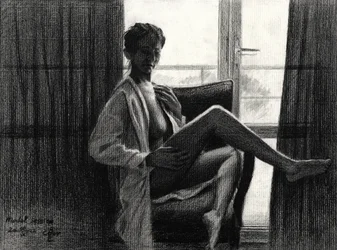 Mulher sensual à janela