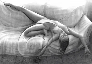 Desenho de uma mulher a dormir