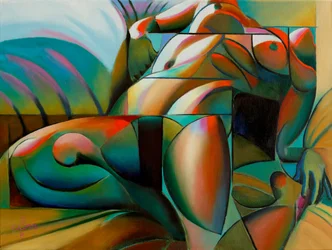 Nu abstrato vibrante