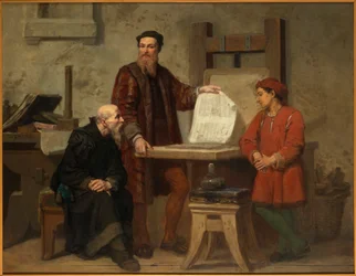 A invenção da arte da impressão ou Gutenberg no trabalho, meados do séc.