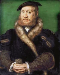 Renascença : Retrato de um homem barbado com casaco de pele par Corneille de Lyon (1500/10-1575)