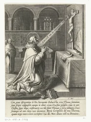 São Tomás de Aquino conversando com um crucifixo A Vida de São Tomás de Aquino (título da série)