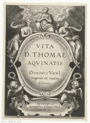 Impressão do título para: Otto van Veen, Vita D. Thomae Aqvinatis, Antuérpia, 1610
A vida de São Tomás de Aquino (título da série)