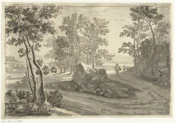 Paisagem arborizada com condução de gado