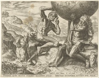 Hércules carrega o globo para a Atlas Trabalhos de Hércules (título da série)