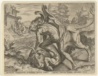 Hércules luta com Aqueloo Trabalhos de Hércules (título da série)