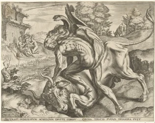 Hércules luta com Aqueloo Trabalhos de Hércules (título da série)