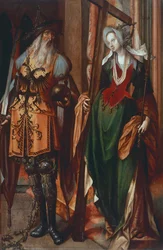 O Imperador Constantino e Santa Helena, pintado em madeira