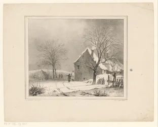 Casas em uma paisagem de neve
