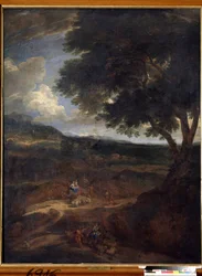 "Retorno de Jacó à Terra de Canaã com suas esposas e filhos" (retorno de Jacó) Pintura de Constantinus Cornelis Huysmans (1648-1727) Museu de Arte do Estado, Tula, Rússia