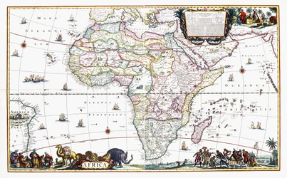 Mapa de África, c.1696 (gravura colorida à mão)