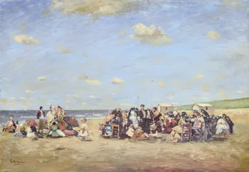 Na praia (óleo a bordo)
