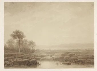 Paisagem com pedras pela água