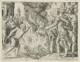 Os filisteus queimam a mulher e o sogro de Sansão
História de Sansão (título da série)