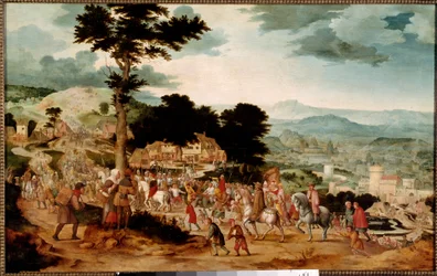 The Way of Calvary Painting by Cornelis Massys (1508-1580) 16th century Praga, Galeria Nacional