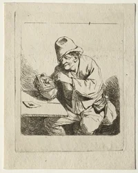 Camponês acendendo seu cachimbo, meados dos anos 1600.