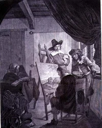 O patrono e o pintor, depois de uma pintura do século XVII de Cornelis Bega, século XVIII