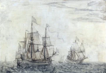 O navio comercial holandês "Saint Jean Baptiste". Óleo sobre madeira de 1668, de Cornelis Pietersz Mooy (1630-1693).