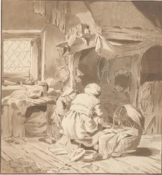 Interior da fazenda com duas mulheres