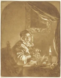 Senhora à luz de velas