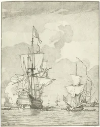 Navio de guerra a soltar um tiro