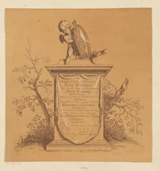 Colocado de pé num monumento com dedicação a Jonas Witsen
