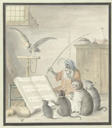 Interior com concerto de gatos