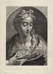 Athena, do Cabinet Reynst; Variarum imaginum a celeberrimis artificibus pictarum Caelaturae (Cabinet Reynst: Gravuras de várias imagens pintadas por artistas famosos)
