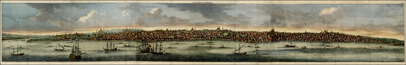 Vista a cores de Constantinopla, de 1698, por Cornelis De Bruyn