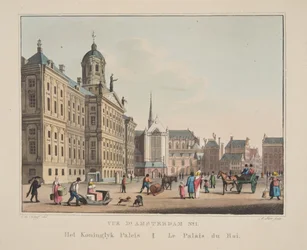 Vue d&39;Amsterdam No.1. O Palácio Koninglyk. Le Palais du Roi, 1825 (gravura colorida à mão)