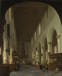 Interior da Oude Kerk em Delft a partir do Coro em direção ao Portal