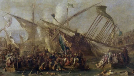 Embarque &39;, século XVII, barroco flamengo, óleo sobre tela, 47 cm x 84 cm, P01157