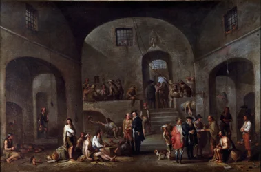 As sete obras do cabo misericorde: "a visita dos prisioneiros" Pintura de Cornelis De Wael (1592-1667) (ec.flam) Genes, coleção Banco di Chiavari