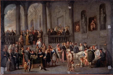 "Visit the sick people" Pintura de Cornelis De Wael (1592-1667) (ec flam) depois de 1625 Dim 100x150 cm Genes, Musei di Strada Nuova (ex Palazzo Bianco)